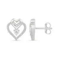 Diamond Entwined Hearts Stud Earring