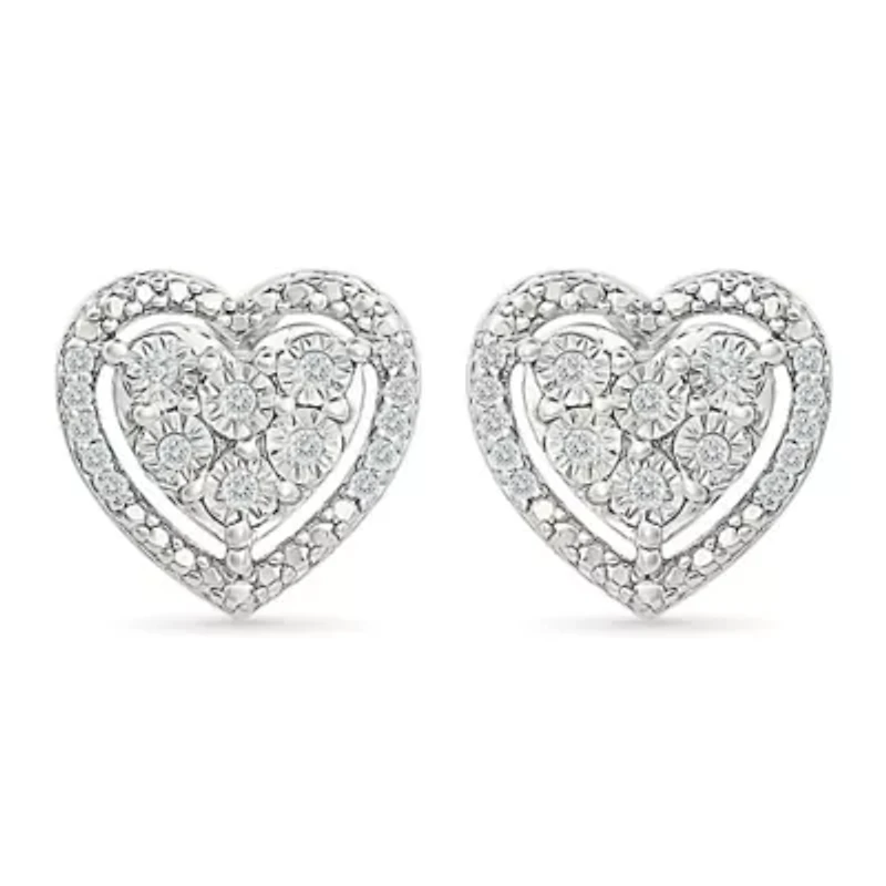 Diamond Heart Fancy Stud Earring