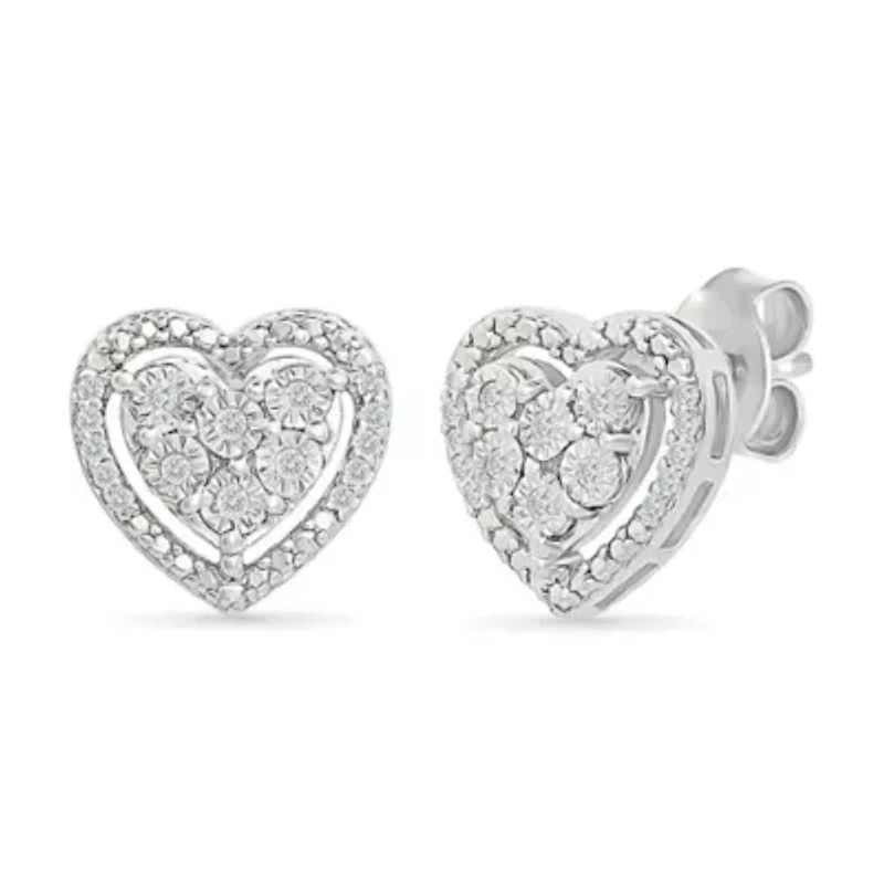 Diamond Heart Fancy Stud Earring