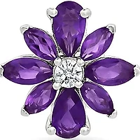 Amethyst and Created White Sapphire Flower Stud Earring