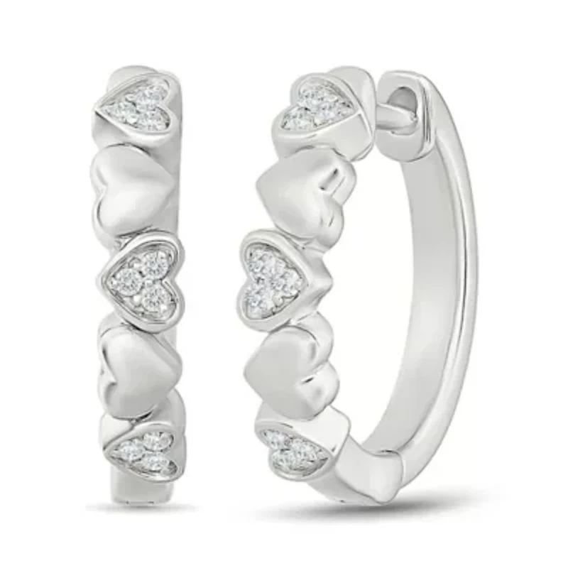 Diamond Fancy Heart Hoop Earring
