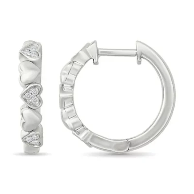 Diamond Fancy Heart Hoop Earring