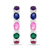 Lab Created Multi Gemstone Fashion Hoop Earring