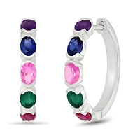 Lab Created Multi Gemstone Fashion Hoop Earring