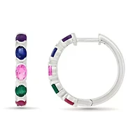 Lab Created Multi Gemstone Fashion Hoop Earring