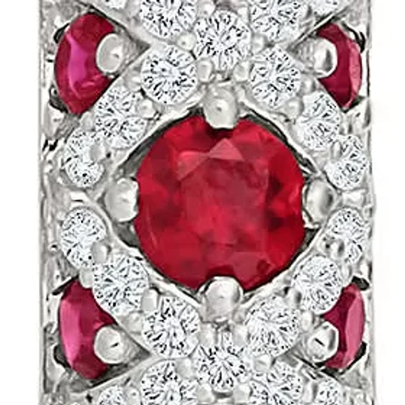 Lab Created Created Ruby and Created White Sapphire Fashion Hoop Earring