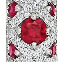 Lab Created Created Ruby and Created White Sapphire Fashion Hoop Earring