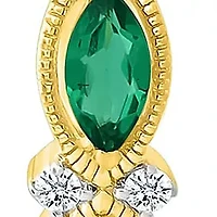 Lab Created Diamond and Created Emerald Hoop Earring
