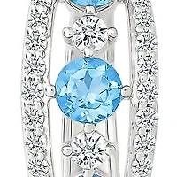 Swiss Blue Topaz and Created White Sapphire Hoop Earring