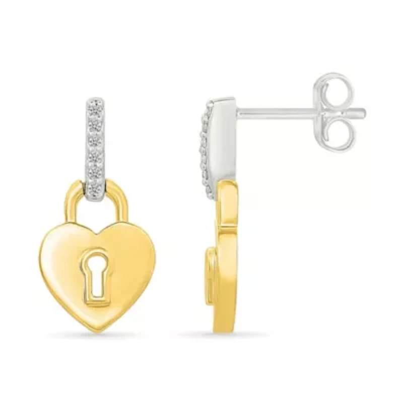 Diamond Lock Heart Earring