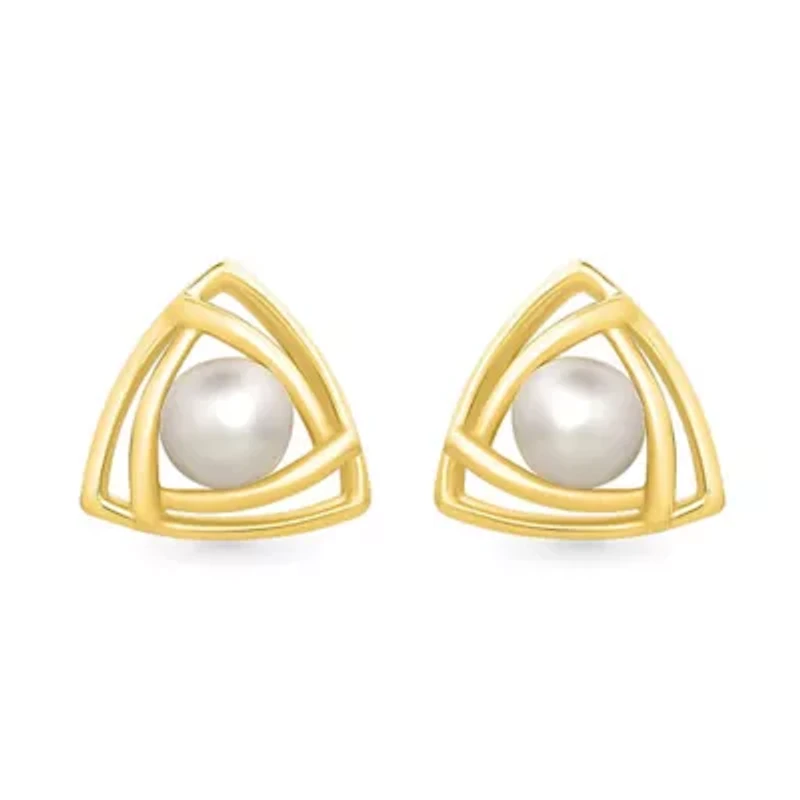 Pearl Triangle Stud Earring