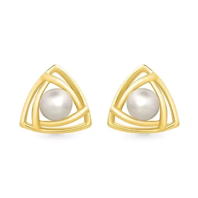 Pearl Triangle Stud Earring