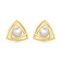 Pearl Triangle Stud Earring
