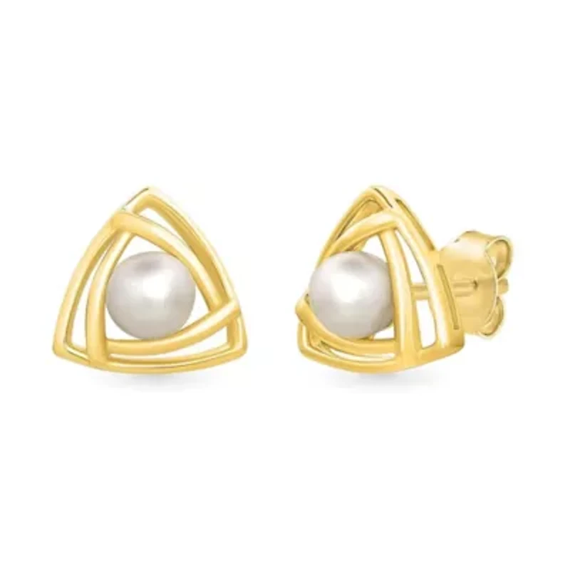 Pearl Triangle Stud Earring