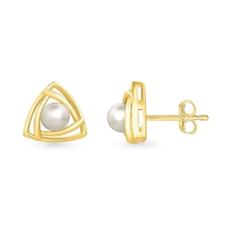Pearl Triangle Stud Earring