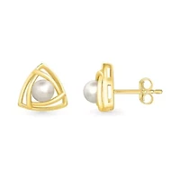 Pearl Triangle Stud Earring