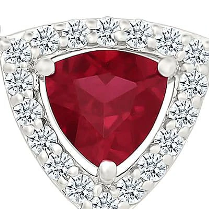Lab Created Created Ruby and Created White Sapphire Trillion Shape Necklace