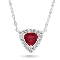 Lab Created Created Ruby and Created White Sapphire Trillion Shape Necklace