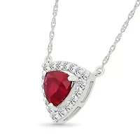 Lab Created Created Ruby and Created White Sapphire Trillion Shape Necklace