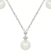 Pearl and Created White Sapphire Fashion Necklace