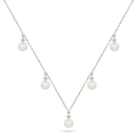 Pearl and Created White Sapphire Fashion Necklace