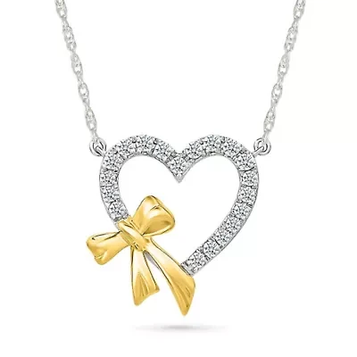 Diamond Bow Heart Necklace