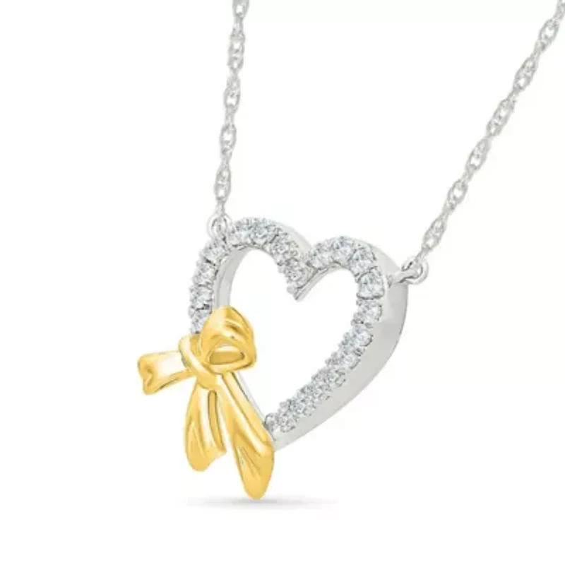 Diamond Bow Heart Necklace
