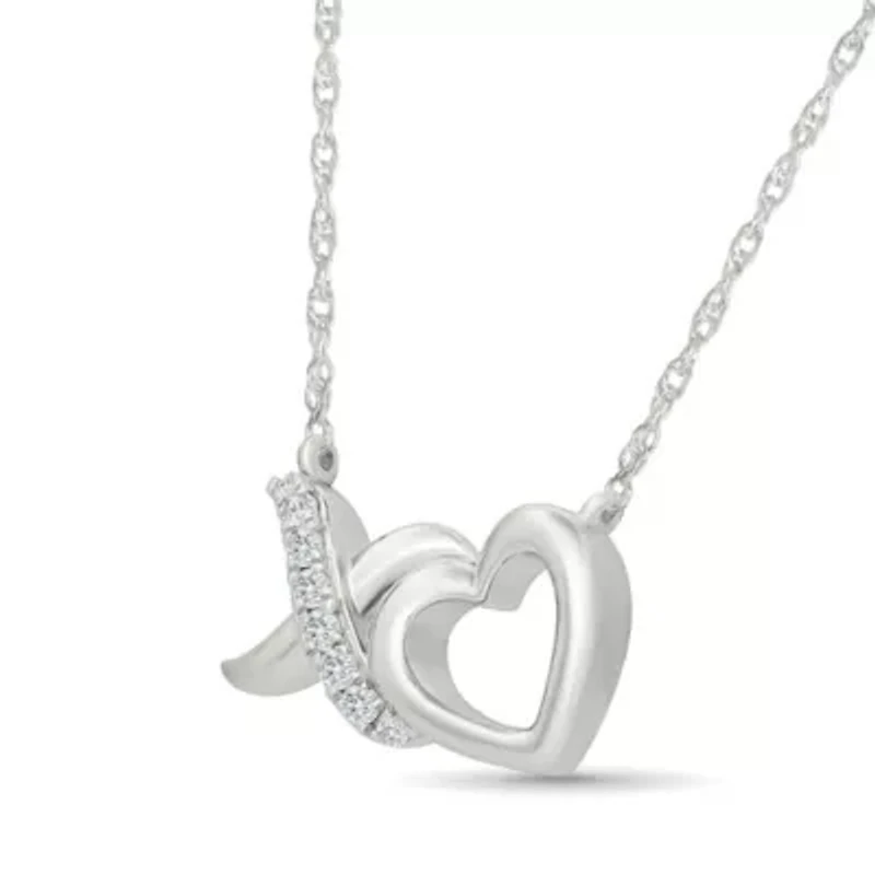 Diamond X Heart Necklace