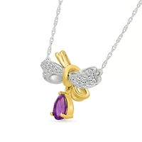 Diamond and Amethsyt Charm Necklace