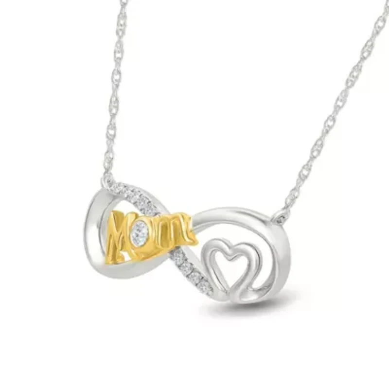 Diamond Infinty Mom Heart Pendant
