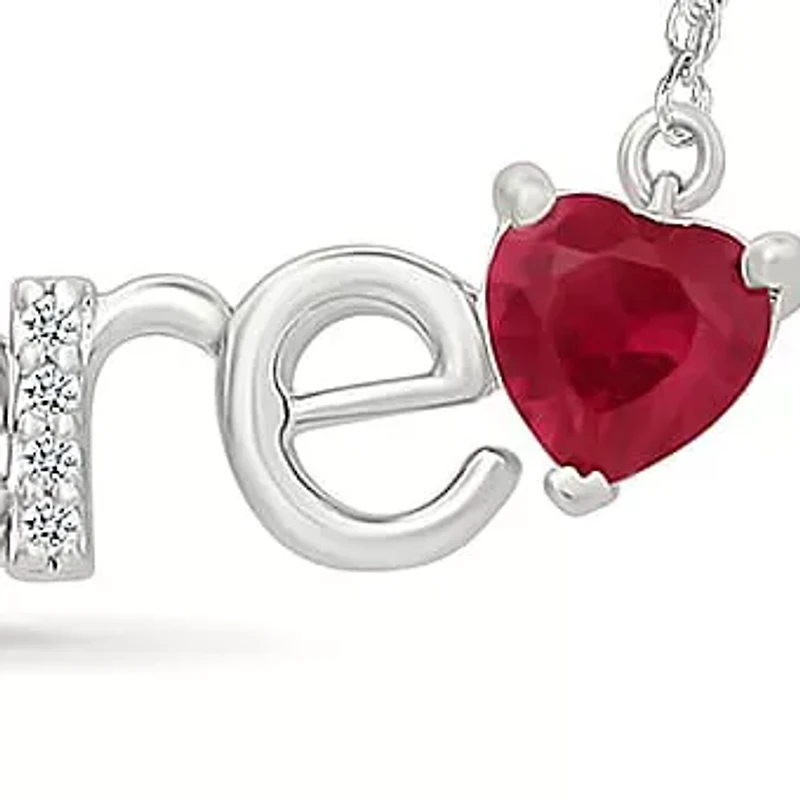 Lab Created Created Ruby and Created White Sapphire Fashion Necklace