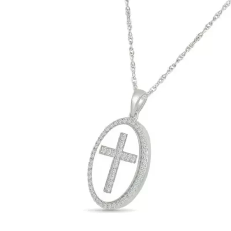 Diamond Cross Religious Pendant