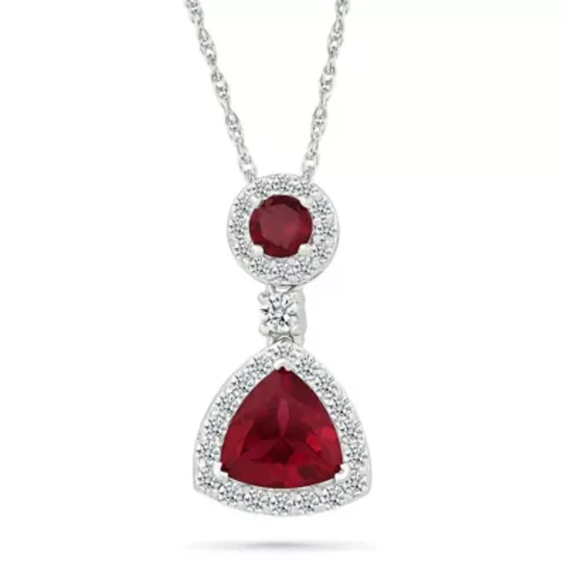 Lab Created Created Ruby and Created White Sapphire Fashion Pendant