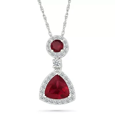Lab Created Created Ruby and Created White Sapphire Fashion Pendant