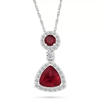 Lab Created Created Ruby and Created White Sapphire Fashion Pendant