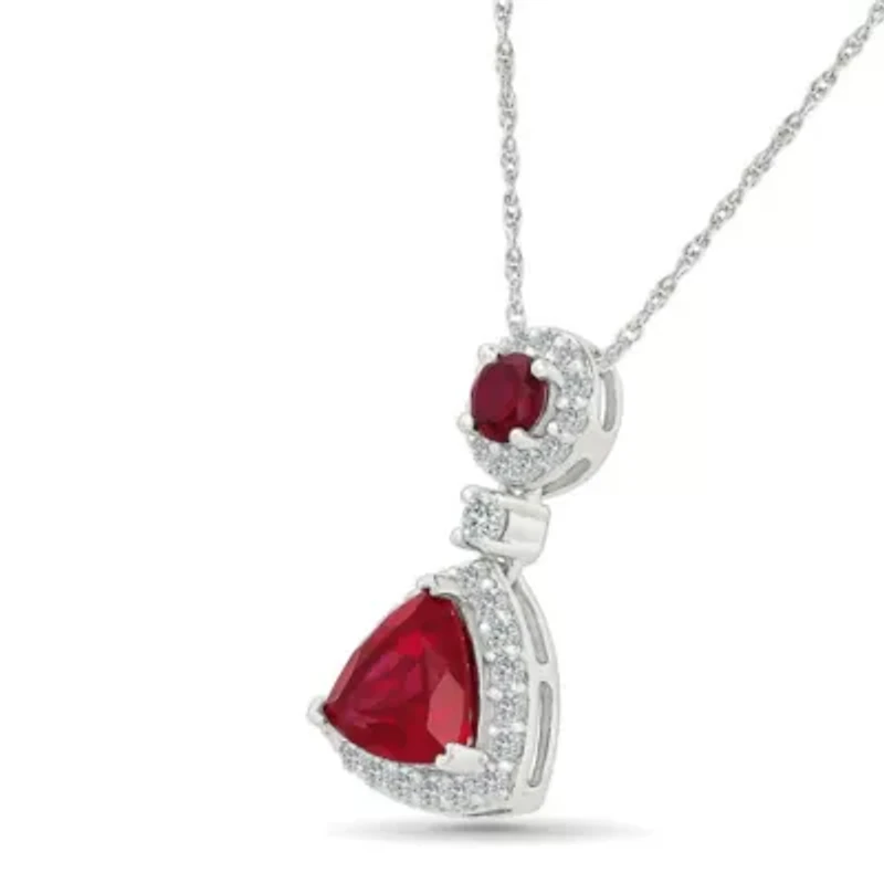 Lab Created Created Ruby and Created White Sapphire Fashion Pendant