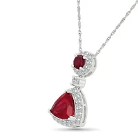 Lab Created Created Ruby and Created White Sapphire Fashion Pendant