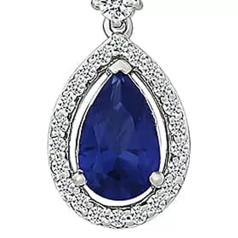 Lab Created Created Blue Sapphire and Created White Sapphire Fashion Pendant
