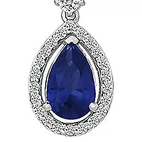 Lab Created Created Blue Sapphire and Created White Sapphire Fashion Pendant