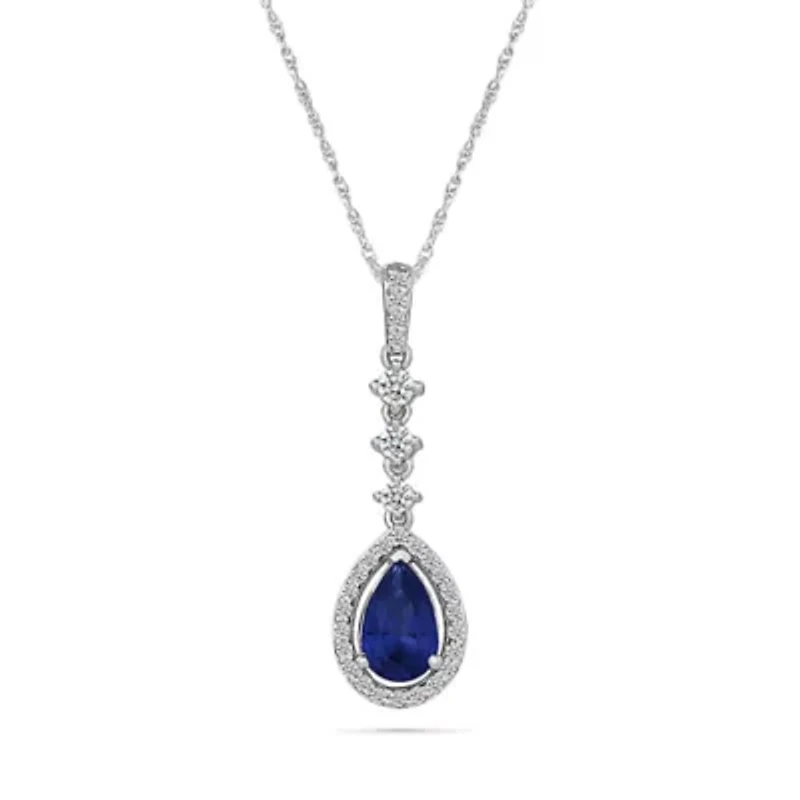 Lab Created Created Blue Sapphire and Created White Sapphire Fashion Pendant