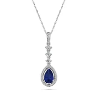 Lab Created Created Blue Sapphire and Created White Sapphire Fashion Pendant