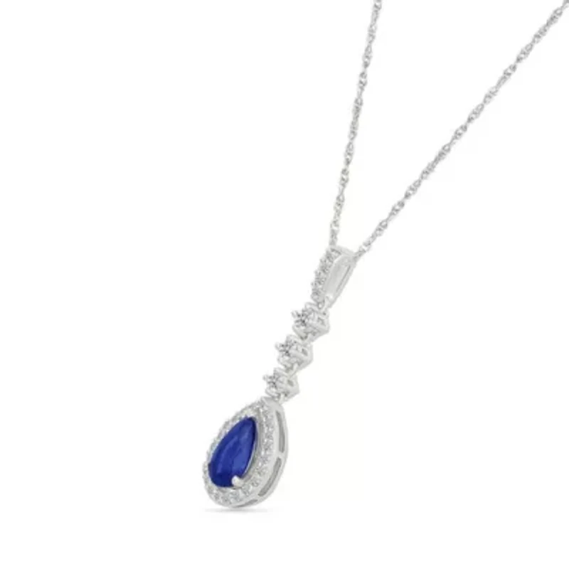 Lab Created Created Blue Sapphire and Created White Sapphire Fashion Pendant