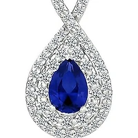 Lab Created Created Blue Sapphire and Created White Sapphire Infinity Pendant