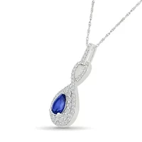 Lab Created Created Blue Sapphire and Created White Sapphire Infinity Pendant