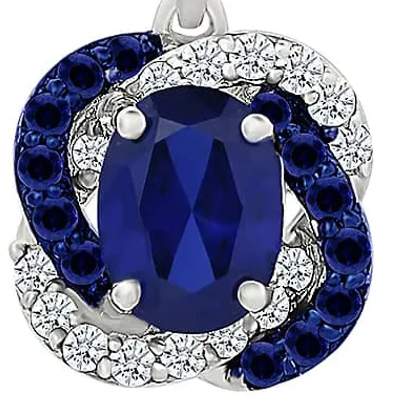 Lab Created Created Blue Sapphire and Created White Sapphire Fashion Pendant