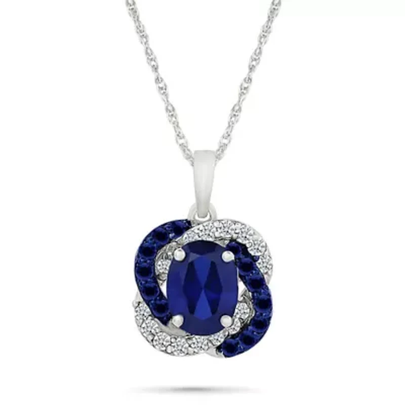 Lab Created Created Blue Sapphire and Created White Sapphire Fashion Pendant