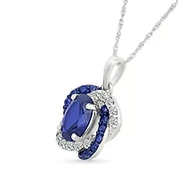 Lab Created Created Blue Sapphire and Created White Sapphire Fashion Pendant