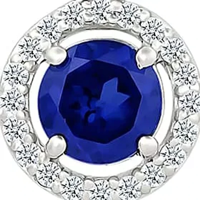 Lab Created Created Blue Sapphire and Created White Sapphire Circle Pendant