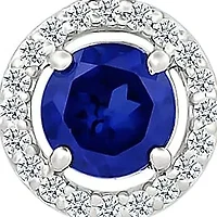 Lab Created Created Blue Sapphire and Created White Sapphire Circle Pendant