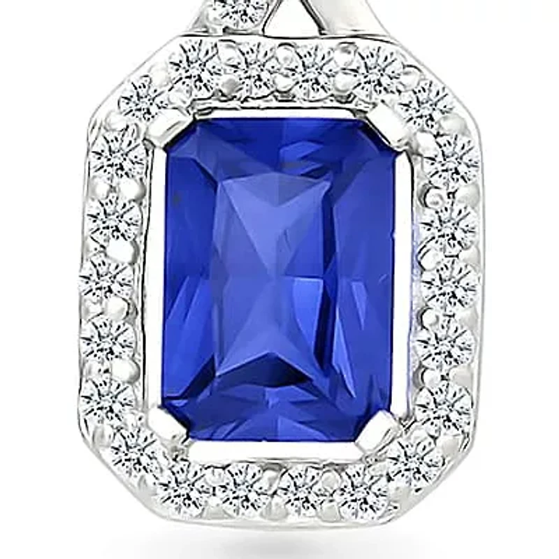 Lab Created Created Blue Sapphire and Created White Sapphire Fashion Pendant